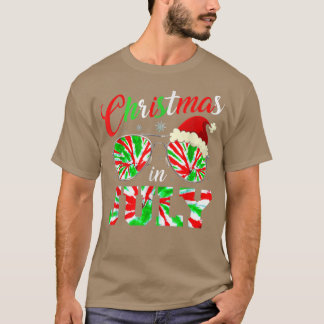 7月のクリスマスサンタハット絞り染めサングラスサム Tシャツ