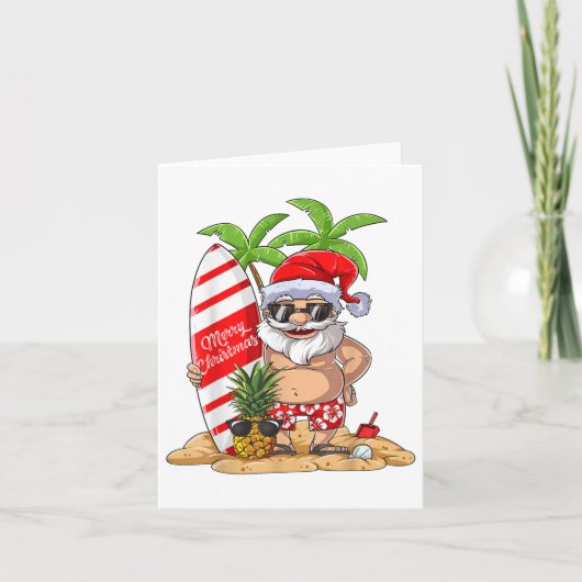 7月のクリスマスサンタハワイアンサーフィンギフトサム カード (正面)