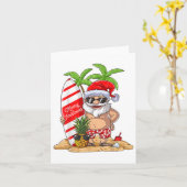 7月のクリスマスサンタハワイアンサーフィンギフトサム カード (黄色い花)