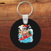 7月のクリスマスサンタハワイアンサーフィン キーホルダー (正面)