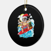 7月のクリスマスサンタハワイアンサーフィン セラミックオーナメント (左)