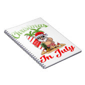 7月のクリスマスサンタハワイアンサーフィンTシャツ ノートブック (右側)