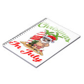 7月のクリスマスサンタハワイアンサーフィンTシャツ ノートブック (左側)