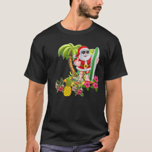 7月のクリスマスサンタハワイアンサーフィンTシャツ Tシャツ