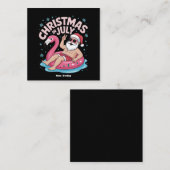 7月のクリスマスサンタフラミンゴおもしろい夏のクリスマス スクエア名刺 (正面/裏面)
