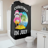 7月のクリスマスサンタフラミンゴプール夏 シャワーカーテン (インサイチュ)