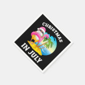 7月のクリスマスサンタフラミンゴプール夏 スタンダードカクテルナプキン (角)