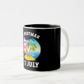 7月のクリスマスサンタフラミンゴプール夏 ツートーンマグカップ (正面右)