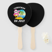 7月のクリスマスサンタフラミンゴプール夏 ハンドファン (正面&裏面)