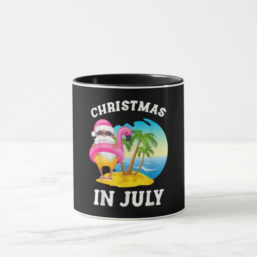 7月のクリスマスサンタフラミンゴプール夏 マグカップ (中央)