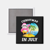 7月のクリスマスサンタフラミンゴプール夏 マグネット (正面/裏面)