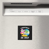 7月のクリスマスサンタフラミンゴプール夏 マグネット (インサイチュ (食洗機))