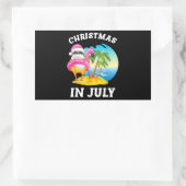 7月のクリスマスサンタフラミンゴプール夏 長方形シール (バッグ)