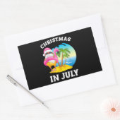 7月のクリスマスサンタフラミンゴプール夏 長方形シール (封筒)
