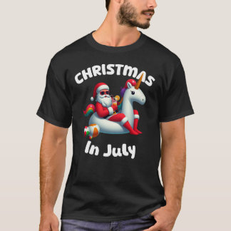 7月のクリスマスサンタユニコーンフローター Tシャツ