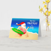 7月のクリスマスサンタヴィンテージ水着サーフィン カード (黄色い花)