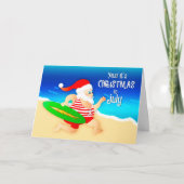 7月のクリスマスサンタヴィンテージ水着サーフィン カード (正面)