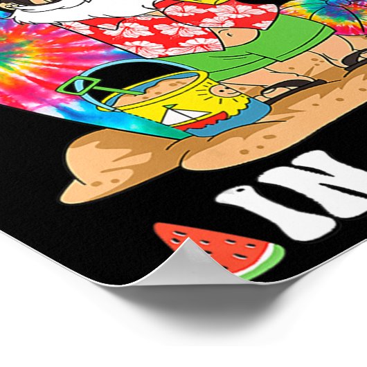 7月のクリスマスサンタ絞り染めサマーサーフサーフィン ポスター (角)