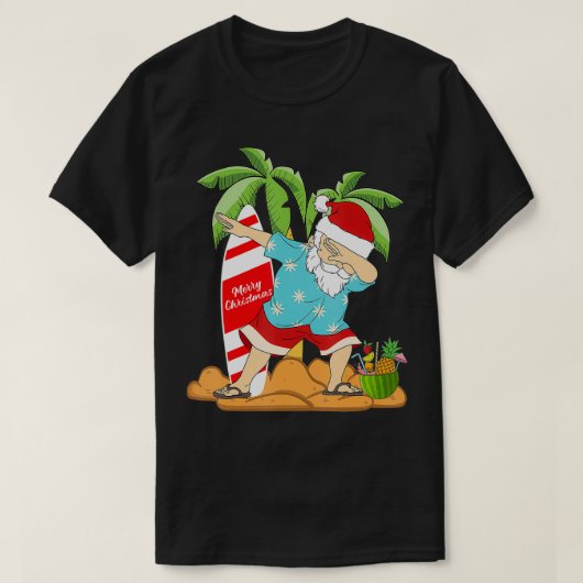 7月のクリスマスサンタ・サマー・スイカ Tシャツ (デザイン正面)