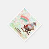 7月のクリスマスサンタ スタンダードカクテルナプキン (角)