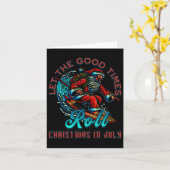 7月のクリスマスサーフィンサンタクロースビーチクリスマスS カード (黄色い花)