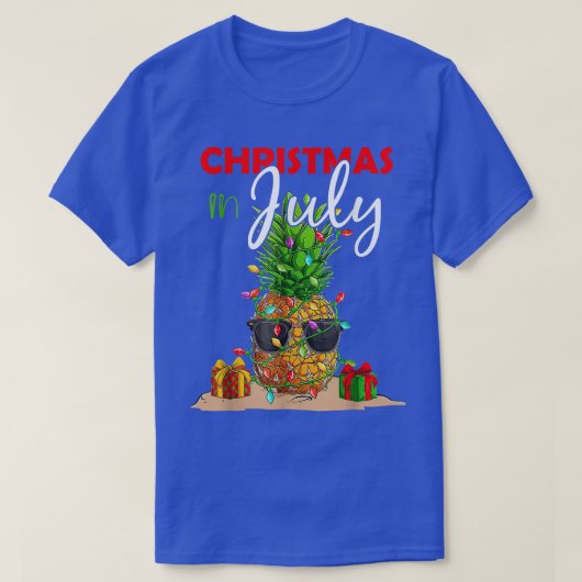 7月のクリスマスシャツパイナップルクリスマスツリー夏 Tシャツ (デザイン正面)