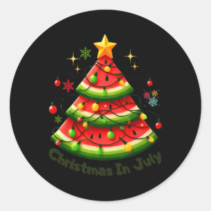 7月のクリスマススイカおもしろいのクリスマスクリスマス ラウンドシール
