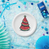 7月のクリスマススイカのクリスマスクリスマスツリー ペーパープレート (パーティー)