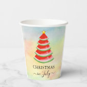 7月のクリスマススイカのクリスマスクリスマスツリー 紙コップ (裏面)