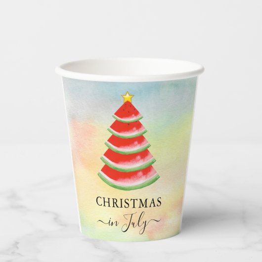 7月のクリスマススイカのクリスマスクリスマスツリー 紙コップ (正面)
