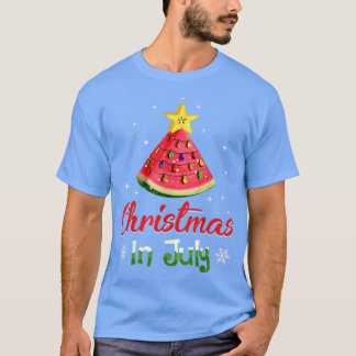 7月のクリスマススイカのクリスマスクリスマスツリー Tシャツ