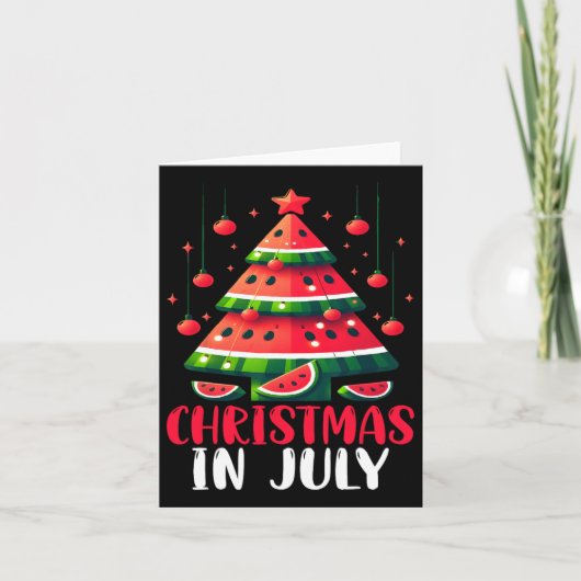 7月のクリスマススイカのクリスマスツリーのメンズウーメン カード (正面)