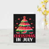 7月のクリスマススイカのクリスマスツリーのメンズウーメン カード (黄色い花)