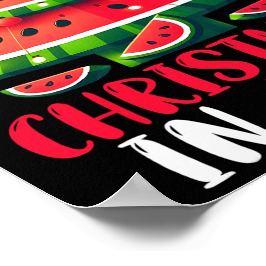 7月のクリスマススイカのクリスマスツリーのメンズウーメン ポスター (角)