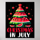 7月のクリスマススイカのクリスマスツリーのメンズウーメン ポスター (正面)