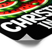 7月のクリスマススイカのクリスマスツリーのメンズウーメン ポスター (角)