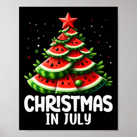 7月のクリスマススイカのクリスマスツリーのメンズウーメン ポスター (正面)