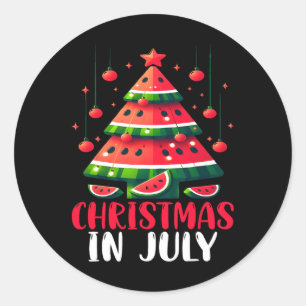 7月のクリスマススイカのクリスマスツリーのメンズウーメン ラウンドシール