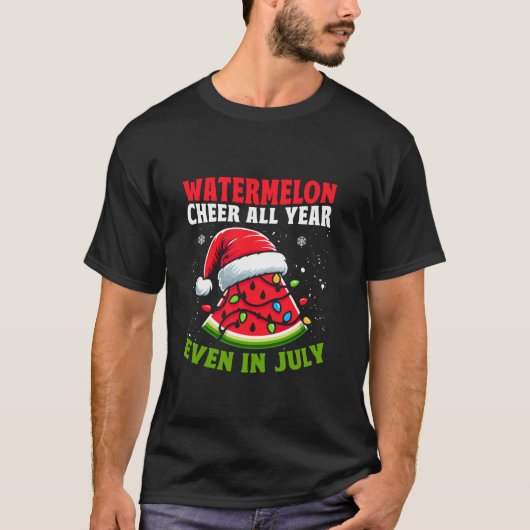 7月のクリスマススイカのクリスマスツリーの光 Tシャツ (正面)