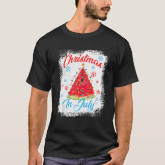 7月のクリスマススイカのクリスマスツリーマッチングFa Tシャツ