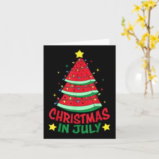 7月のクリスマススイカのクリスマスツリー夏の男性 カード (黄色い花)