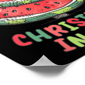 7月のクリスマススイカのクリスマスツリー夏の男性 ポスター (角)