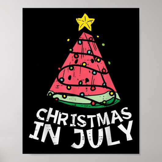 7月のクリスマススイカのクリスマスツリー夏の男性 ポスター (正面)