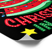7月のクリスマススイカのクリスマスツリー夏の男性 ポスター (角)