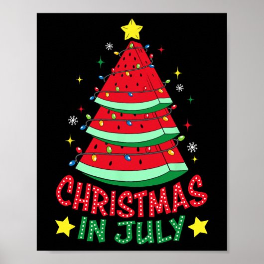 7月のクリスマススイカのクリスマスツリー夏の男性 ポスター (正面)