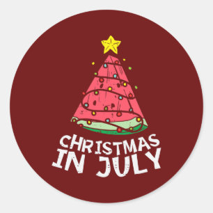 7月のクリスマススイカのクリスマスツリー夏の男性 ラウンドシール