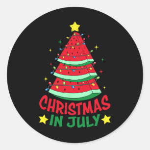 7月のクリスマススイカのクリスマスツリー夏の男性 ラウンドシール