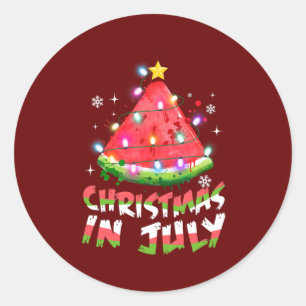 7月のクリスマススイカのクリスマスツリー夏の男性 ラウンドシール