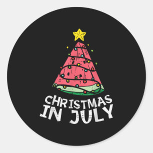 7月のクリスマススイカのクリスマスツリー夏の男性 ラウンドシール