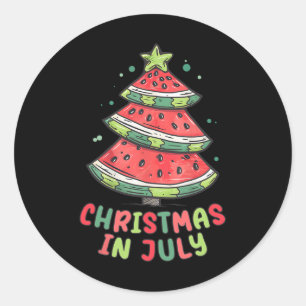 7月のクリスマススイカのクリスマスツリー夏の男性 ラウンドシール